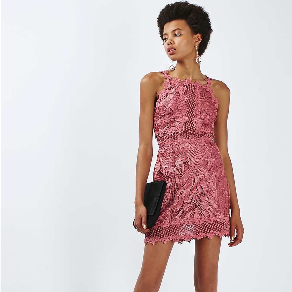 Topshop Floral Lace Bodycon Dress
